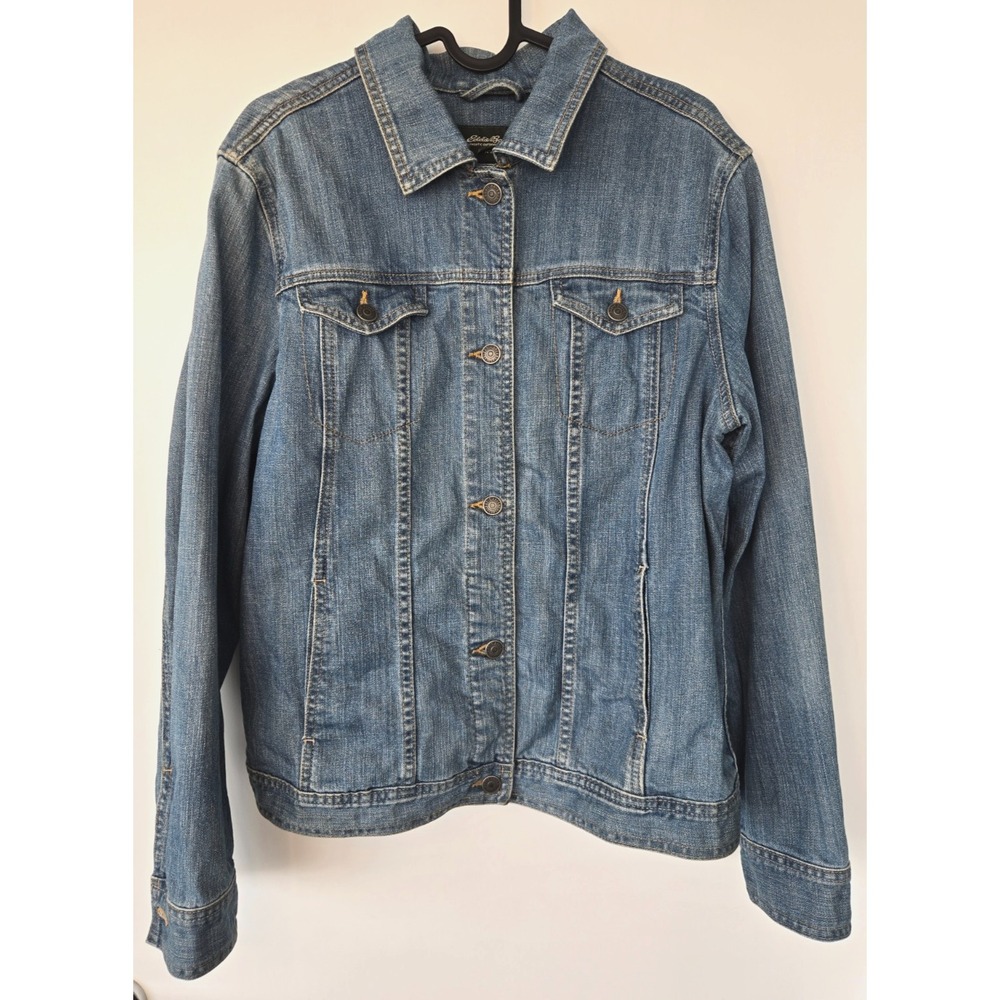 Eddie Bauer Jean Jacket Men Sz L Trucker Retro Boyfriend Grunge Med Wash